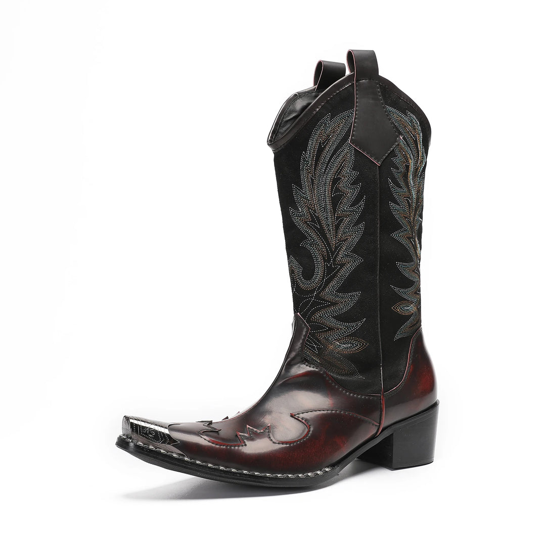 Herre Cowboy Boots Broderi Metalltå Lær 4