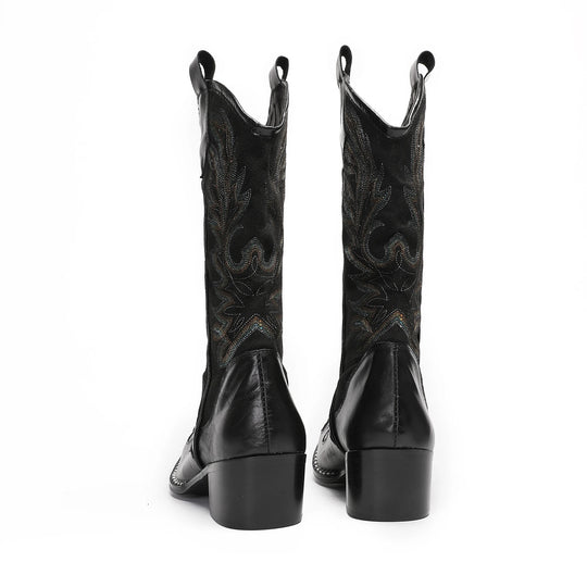 Herre Cowboy Boots Broderi Metalltå Lær 5