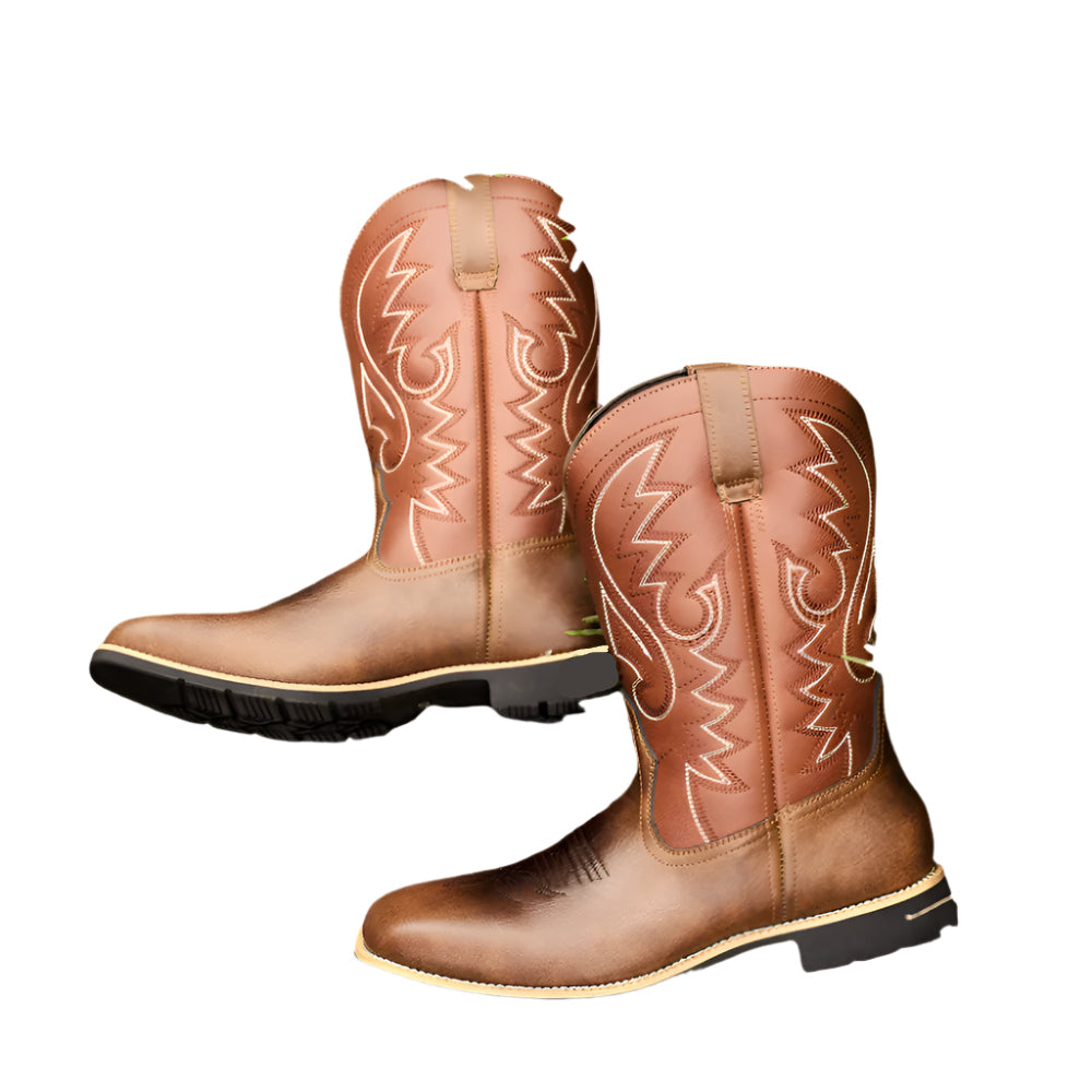 Herre Cowboy Boots Høy Topps Retro Lær og Tekstil 0