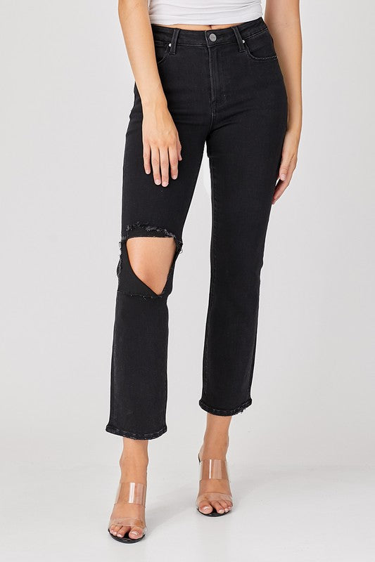 Herre Denim Bukser Slitt Svart 1