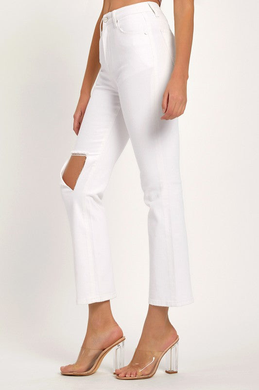 Herre Denim Jeans Avslappet Slitt Hvit 2