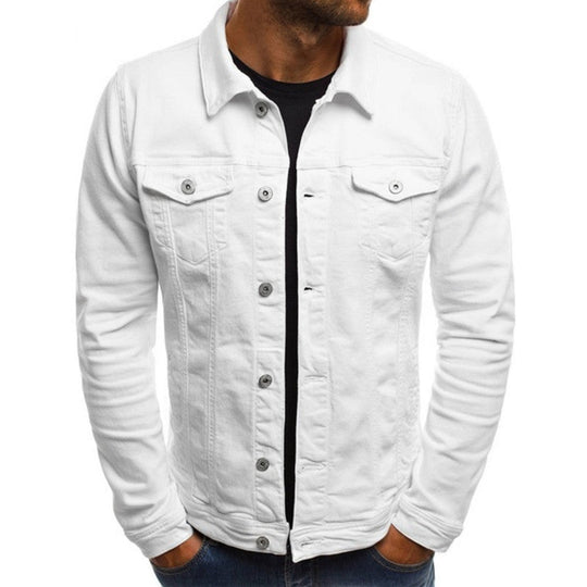 Herre Denimjakke Regular Fit med Knapper 0