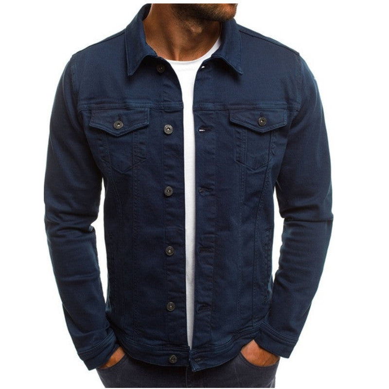 Herre Denimjakke Regular Fit med Knapper 4