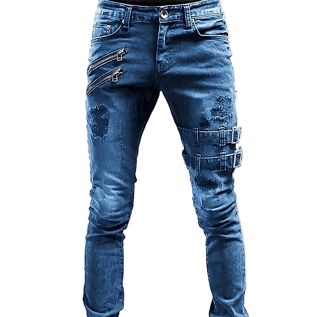 Herre Denimjeans med Spenner og Glidelåser 0