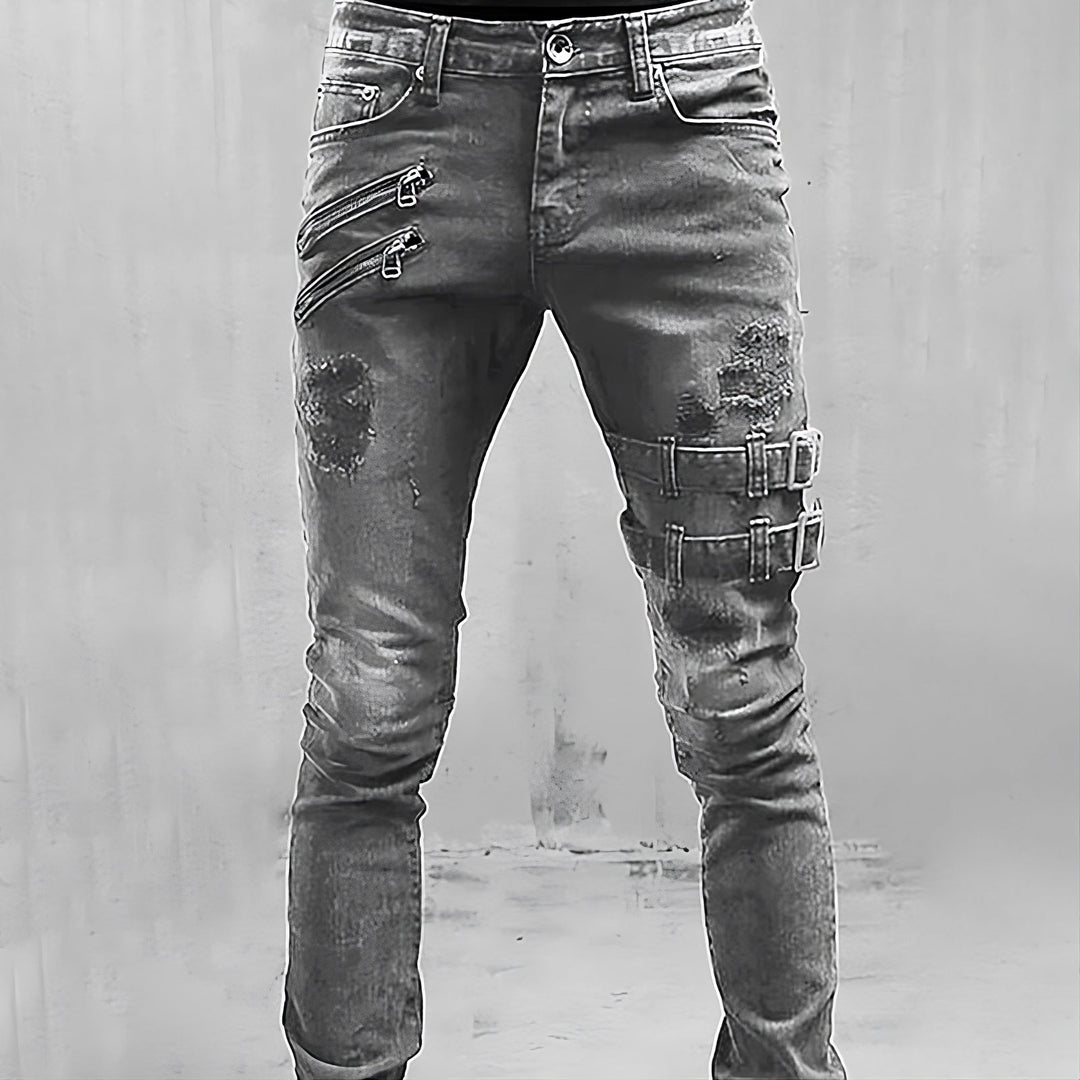 Herre Denimjeans med Spenner og Glidelåser 2