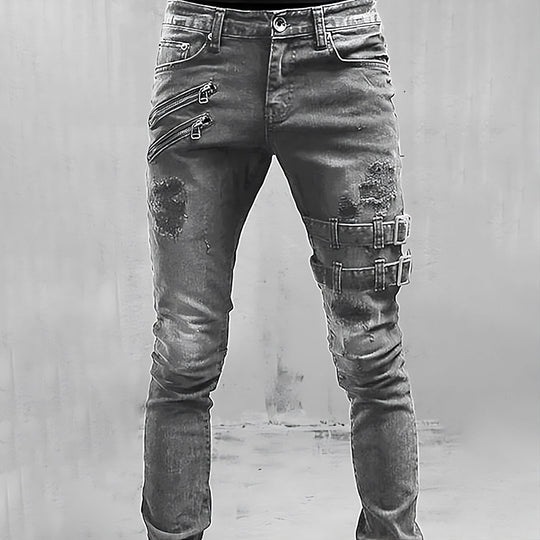 Herre Denimjeans med Spenner og Glidelåser 2