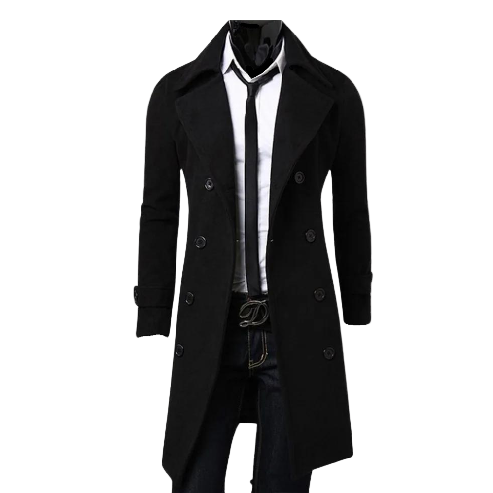 Herre Dobbeltradet Trenchcoat Stilren 0