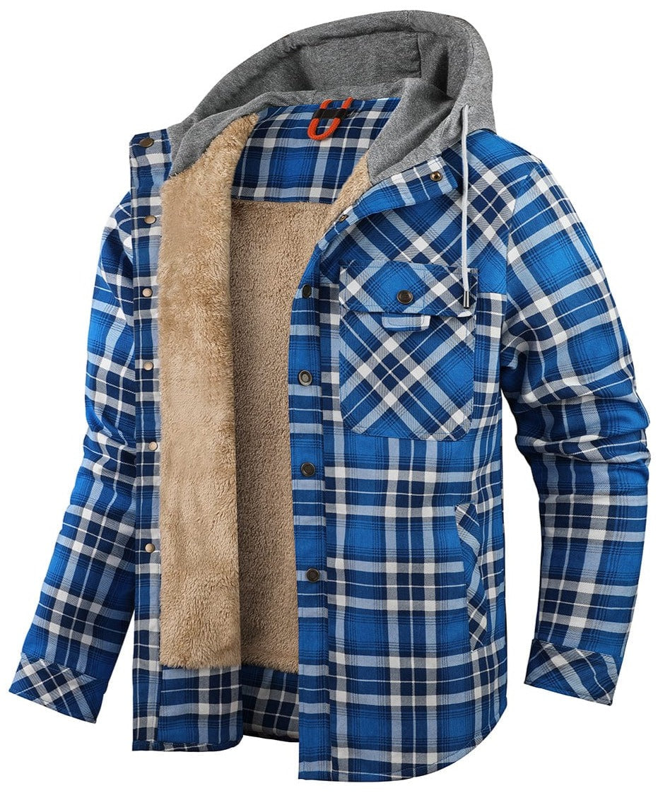 Herre Flanell Jakke med Hette og Fôr 4