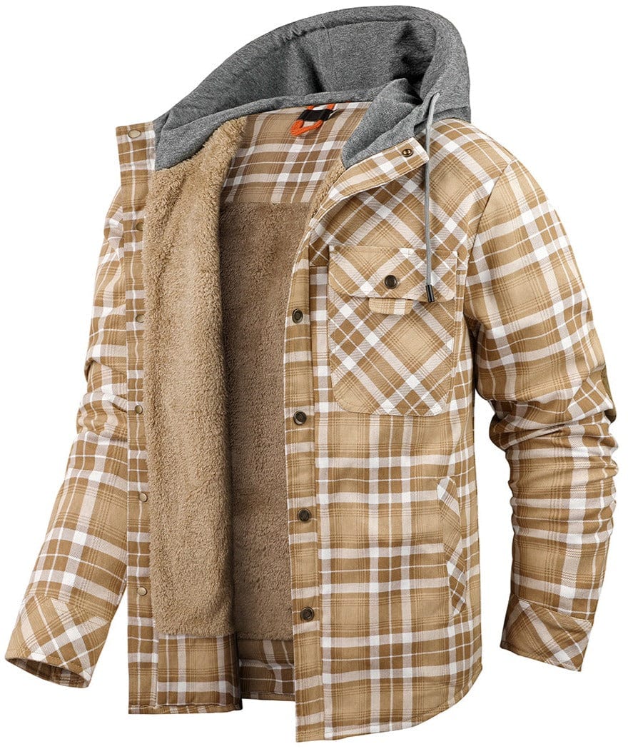 Herre Flanell Jakke med Hette og Fôr 7