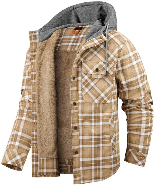 Herre Flanell Jakke med Hette og Fôr 7