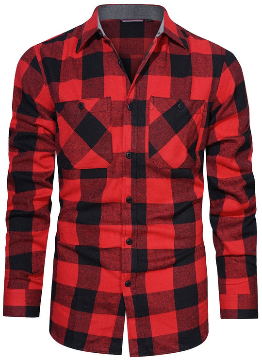 Herre Flanellskjorte Langermet Klassisk Design 0