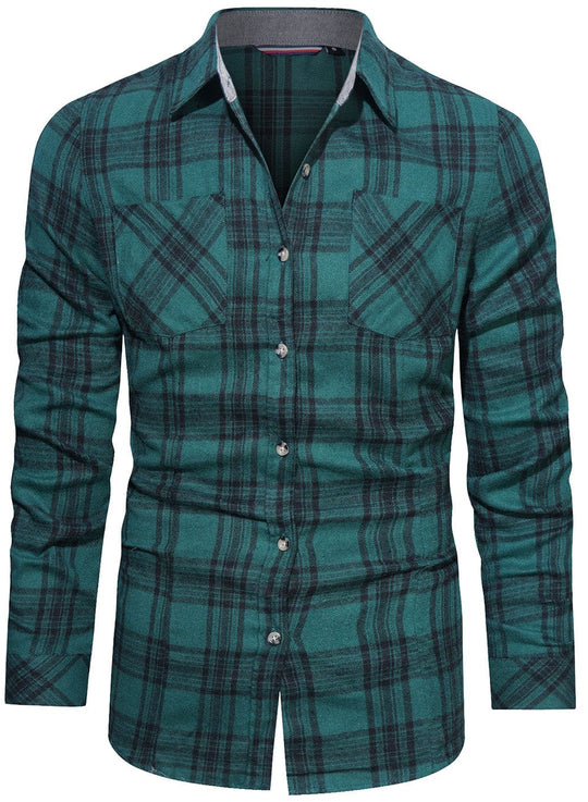 Herre Flanellskjorte Langermet Klassisk Design 1