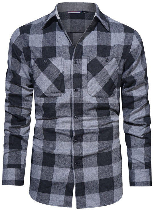 Herre Flanellskjorte Langermet Klassisk Design 5