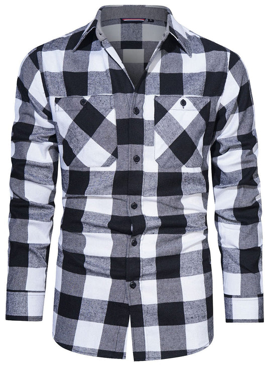 Herre Flanellskjorte Langermet Klassisk Design 6