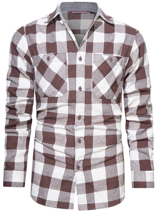 Herre Flanellskjorte Langermet Klassisk Design 7