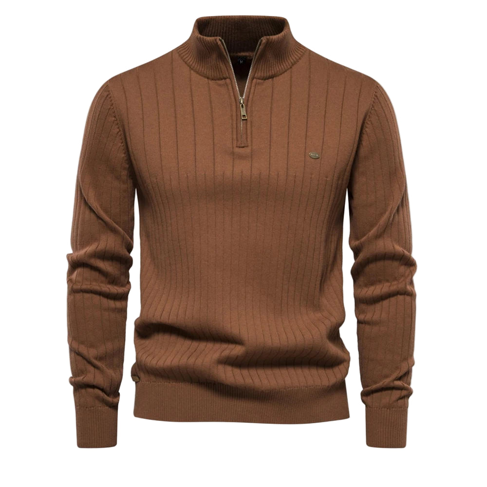 Herre Genser Half Zip Kattun med Ståkrage for Høst og Vinter 0