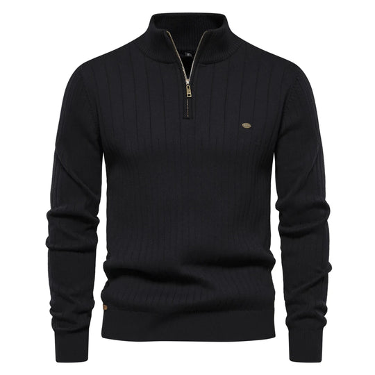 Herre Genser Half Zip Kattun med Ståkrage for Høst og Vinter 10