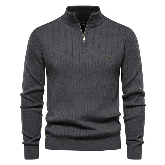 Herre Genser Half Zip Kattun med Ståkrage for Høst og Vinter 6