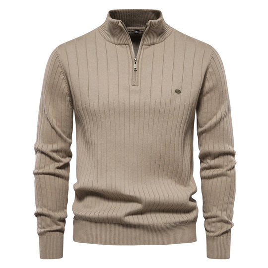 Herre Genser Half Zip Kattun med Ståkrage for Høst og Vinter 7