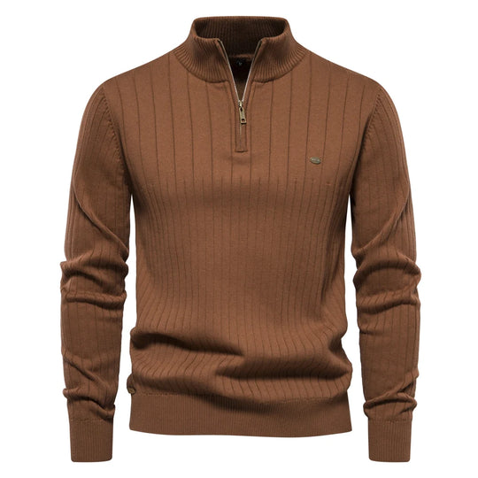 Herre Genser Half Zip Kattun med Ståkrage for Høst og Vinter 9