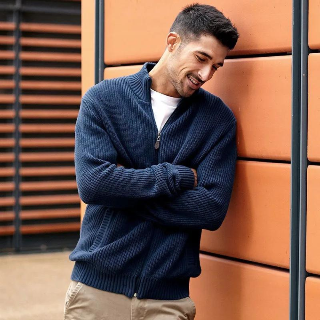 Herre Genser Half Zip Ribbet Design 3