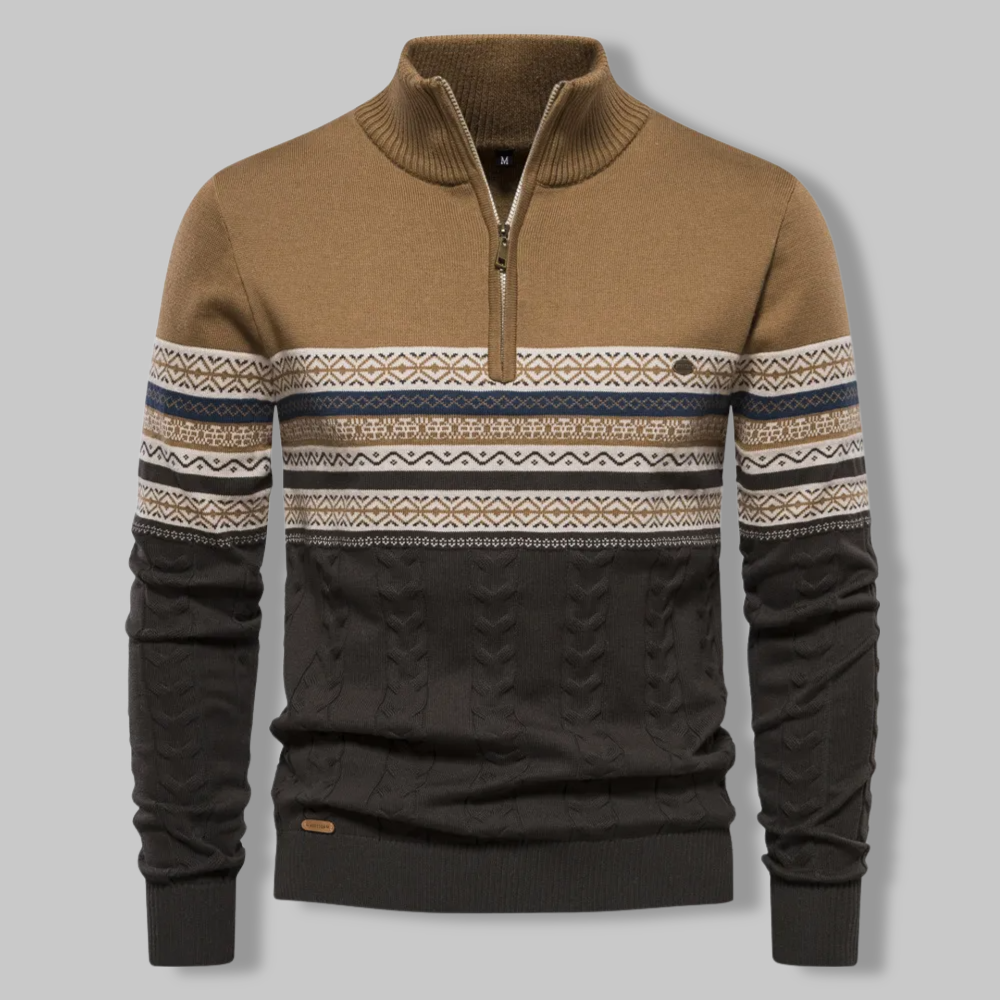 Herre Genser Half Zip med Stripete Design 1