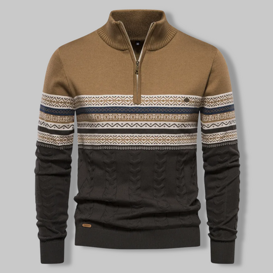 Herre Genser Half Zip med Stripete Design 1