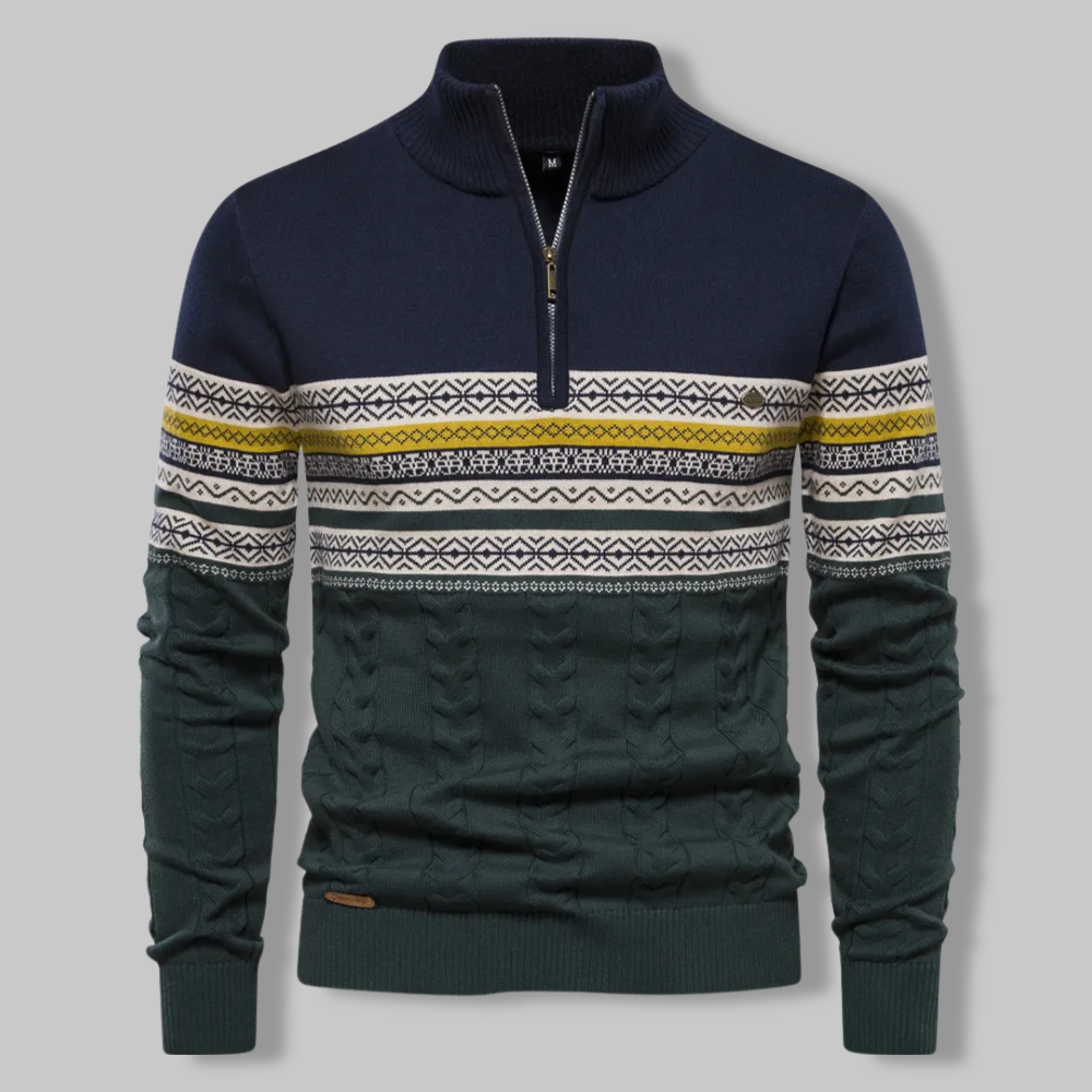 Herre Genser Half Zip med Stripete Design 3