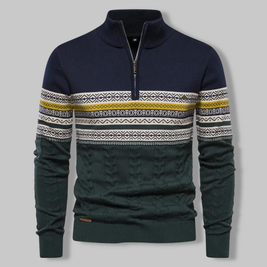 Herre Genser Half Zip med Stripete Design 3