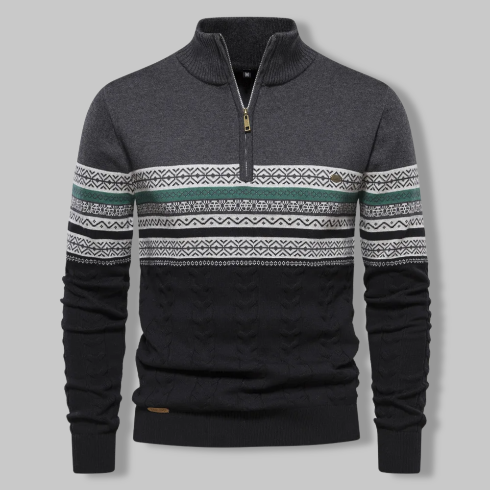 Herre Genser Half Zip med Stripete Design 4