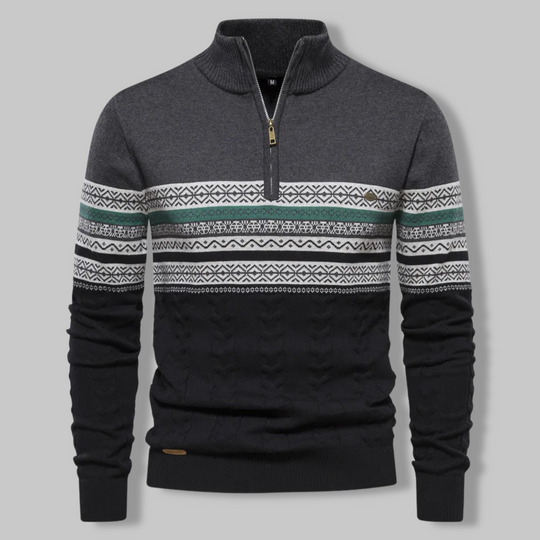 Herre Genser Half Zip med Stripete Design 4