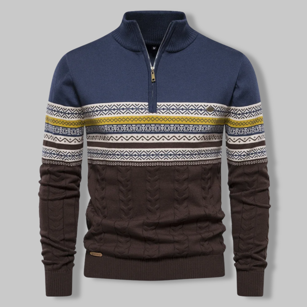Herre Genser Half Zip med Stripete Design 5