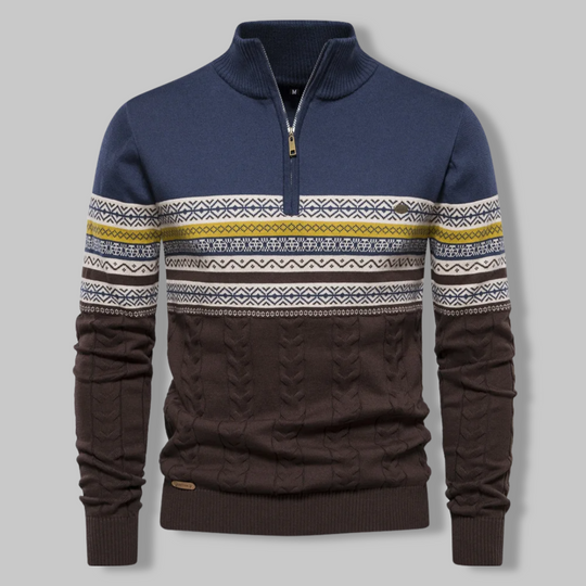 Herre Genser Half Zip med Stripete Design 5