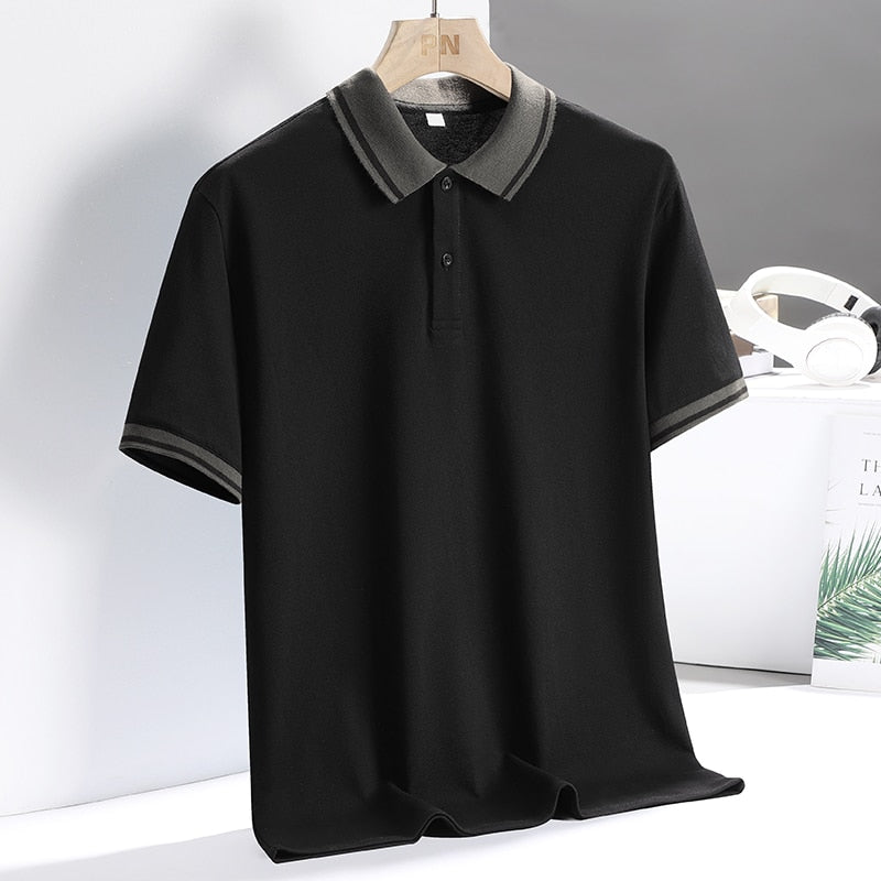 Herre Golf Polo Sporty Design Pustende Stoff 2
