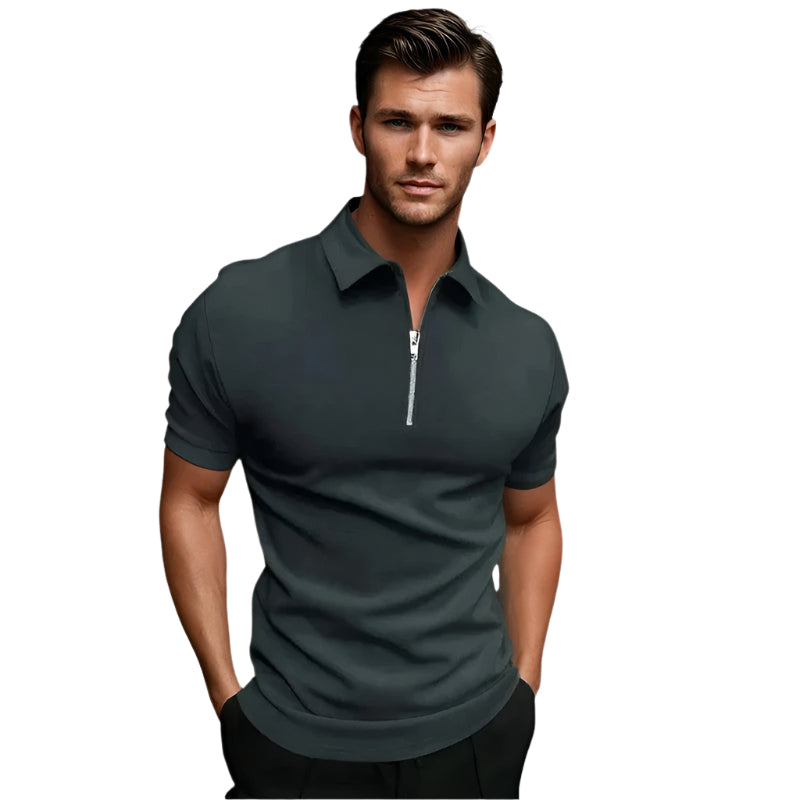 Herre Golfskjorte Med Glidelås Elastisk Polyester 0