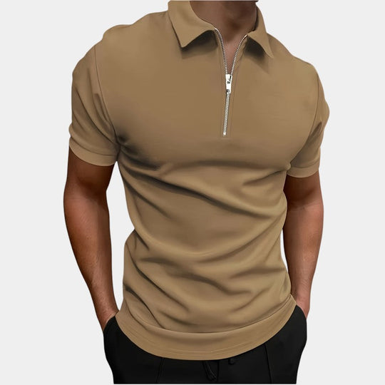Herre Golfskjorte Med Glidelås Elastisk Polyester 1