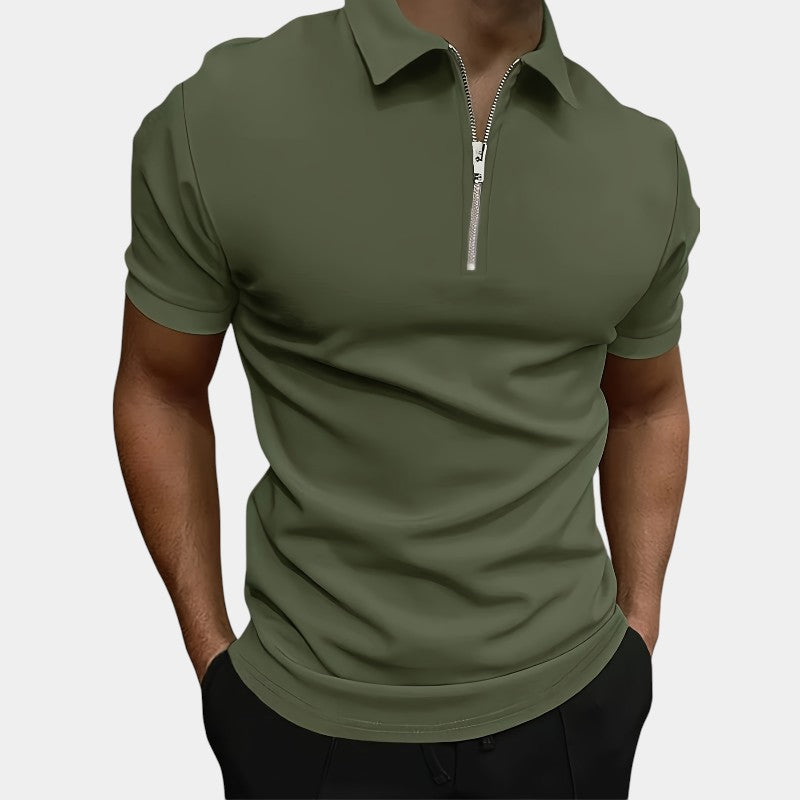 Herre Golfskjorte Med Glidelås Elastisk Polyester 3