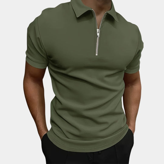 Herre Golfskjorte Med Glidelås Elastisk Polyester 3