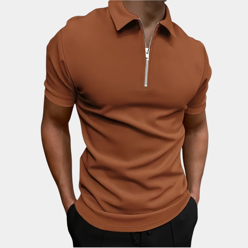 Herre Golfskjorte Med Glidelås Elastisk Polyester 4