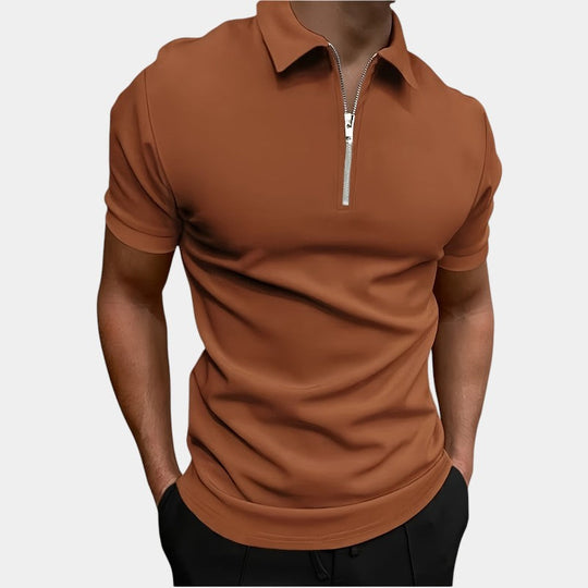 Herre Golfskjorte Med Glidelås Elastisk Polyester 4