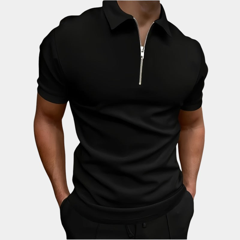 Herre Golfskjorte Med Glidelås Elastisk Polyester 5