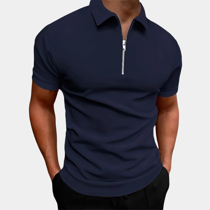 Herre Golfskjorte Med Glidelås Elastisk Polyester 6