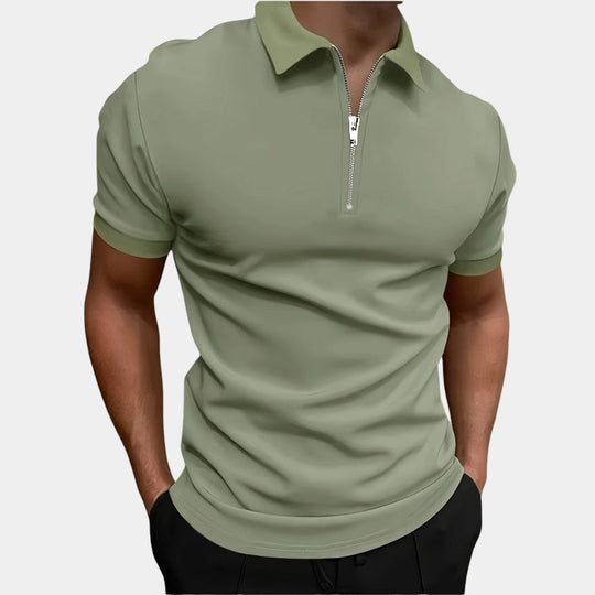 Herre Golfskjorte Med Glidelås Elastisk Polyester 8