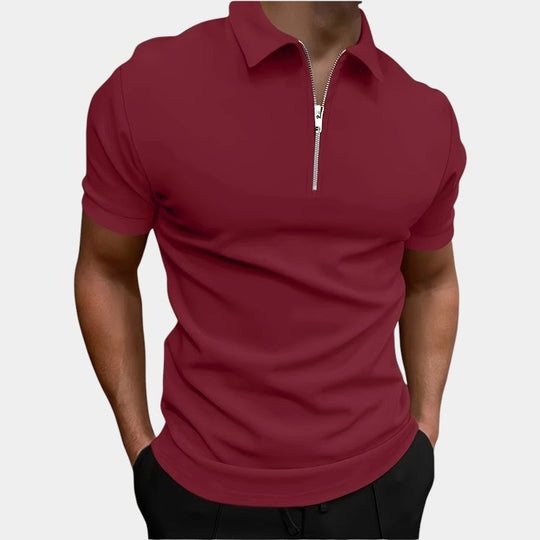 Herre Golfskjorte Med Glidelås Elastisk Polyester 9