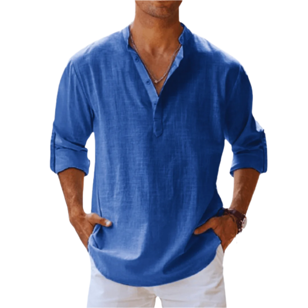 Herre Henley Skjorte Linstoff Langermet 0
