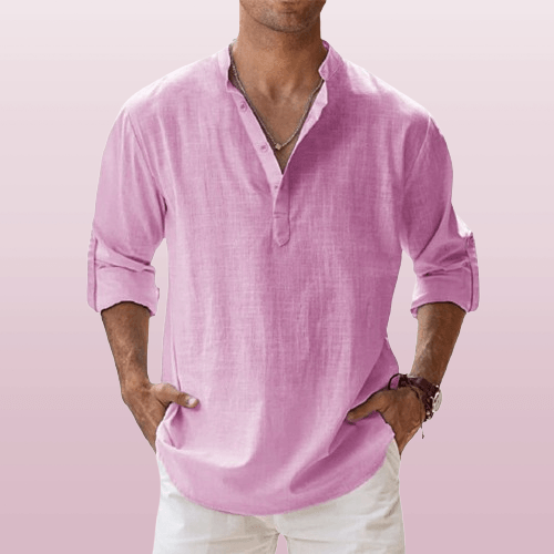 Herre Henley Skjorte Linstoff Langermet 10