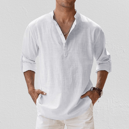Herre Henley Skjorte Linstoff Langermet 2