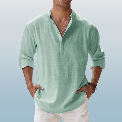 Herre Henley Skjorte Linstoff Langermet 3