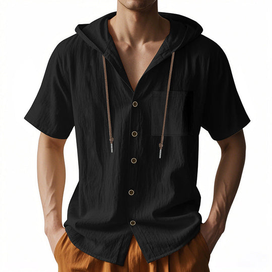 Herre Hette skjorte – Linblanding – Avslappet passform – Korte ermer – Knapp-up Casual topp 4