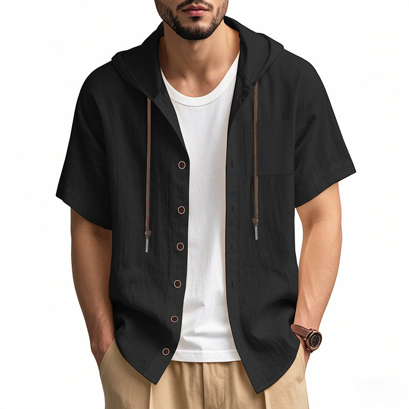 Herre Hette skjorte – Linblanding – Avslappet passform – Korte ermer – Knapp-up Casual topp 5